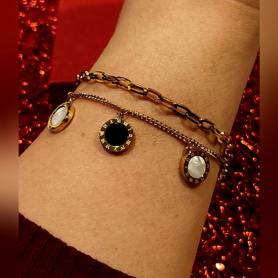 Tennis Chain Bracelet Charm, Black Opal, Zircon Stone. Zircon Stone.Stainless